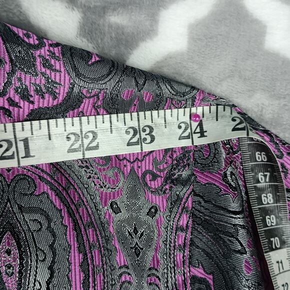 Angelino for Bermuda Men Shirt Men Size 5XL Purple Black Paisley Brocade Flashy - Picture 5 of 14